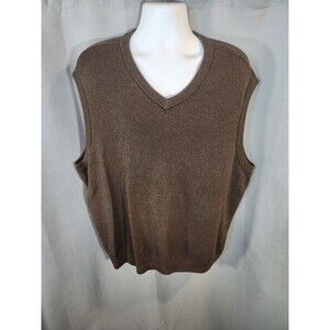 Cypress Links Sportswear Men's Golf Sweater Vest Size 2XL Brown Tweed Cotton-459